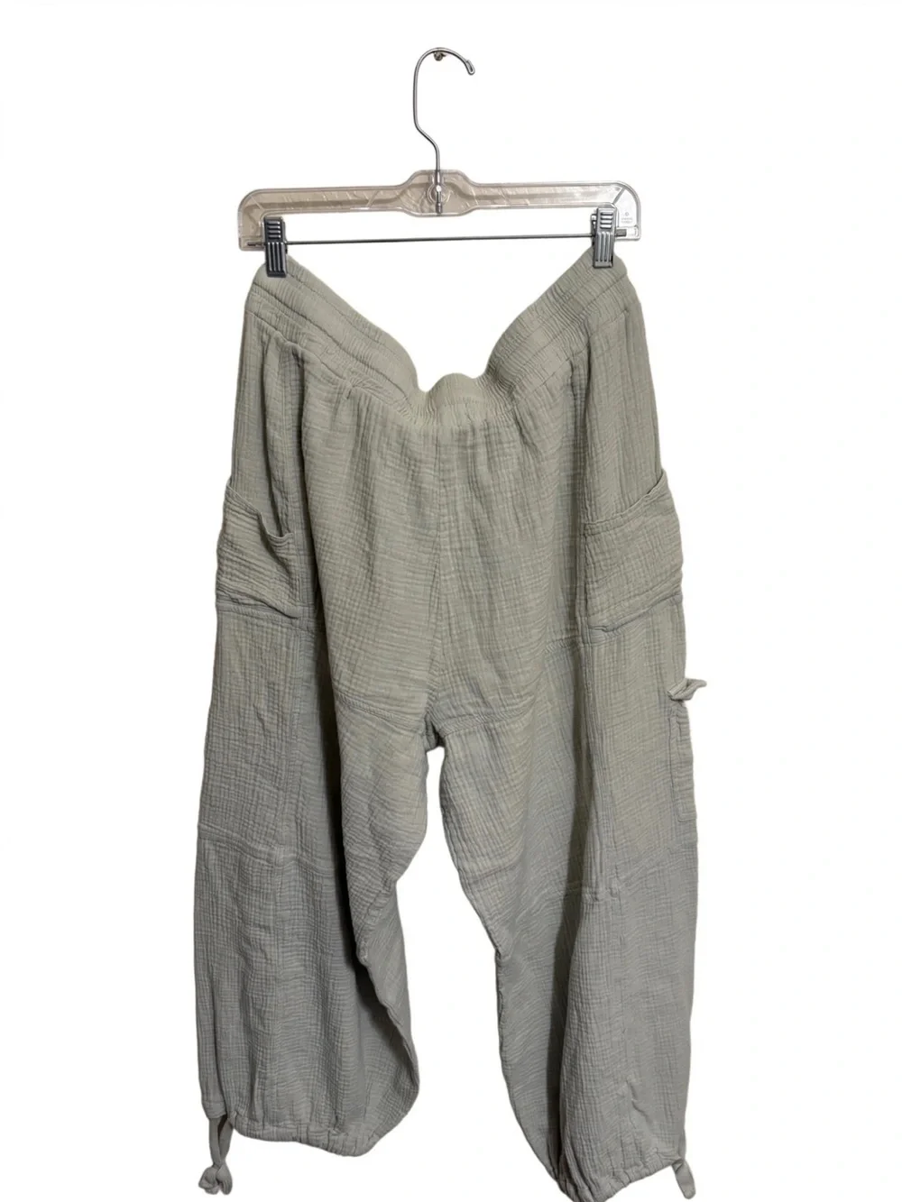 Angel Kiss Sage Green Textured Drawstring Joggers 100% Cotton- Size XL